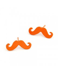 Korean Fashion Mini Mustache Ear Studs - Orange