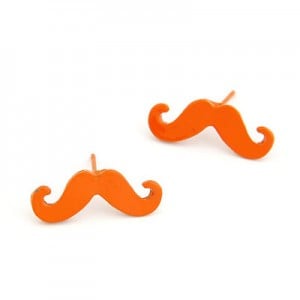 Korean Fashion Mini Mustache Ear Studs - Orange
