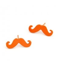 Korean Fashion Mini Mustache Ear Studs - Orange