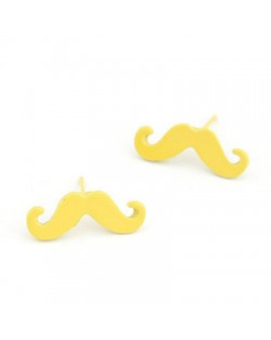 Korean Fashion Mini Mustache Ear Studs - Yellow