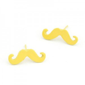 Korean Fashion Mini Mustache Ear Studs - Yellow