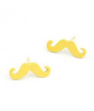 Korean Fashion Mini Mustache Ear Studs - Yellow