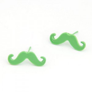 Korean Fashion Mini Mustache Ear Studs - Green