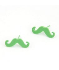 Korean Fashion Mini Mustache Ear Studs - Green