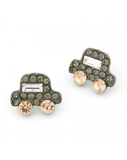 Car Design Czech Stone Inlaid Ear Studs - Gray
