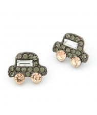 Car Design Czech Stone Inlaid Ear Studs - Gray