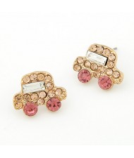 Car Design Czech Stone Inlaid Ear Studs - Champagne