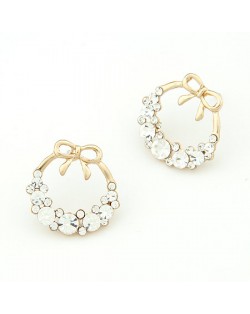 Aesthetic Bowknot with Czech Stone Inlaid Design Earrings