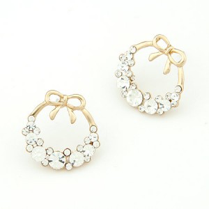 Aesthetic Bowknot with Czech Stone Inlaid Design Earrings
