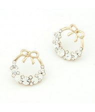 Aesthetic Bowknot with Czech Stone Inlaid Design Earrings