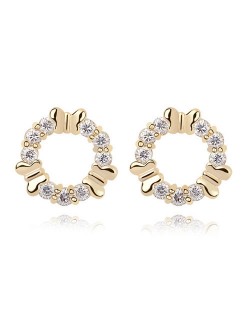 Gorgeous Flying Butterfly Floral Hoop Ear Studs - Transparent