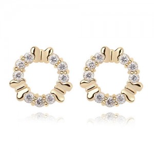 Gorgeous Flying Butterfly Floral Hoop Ear Studs - Transparent