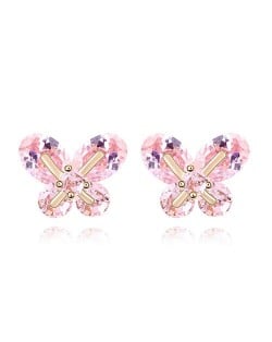 Delicate Korean Fashion Zircon Earrings - Pink