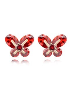 Delicate Korean Fashion Zircon Earrings - Red