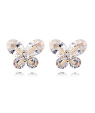 Delicate Korean Fashion Butterfly Zircon Earrings - Transparent