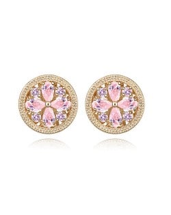 Delicate Daisy Button Design Ear Studs - Pink