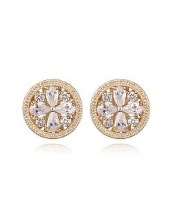 Delicate Daisy Button Design Ear Studs - Transparent