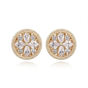 Delicate Daisy Button Design Ear Studs - Transparent