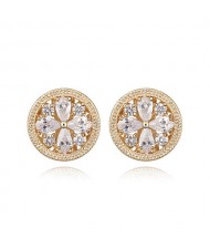 Delicate Daisy Button Design Ear Studs - Transparent