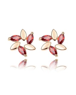 Fashion Lilac Design Ear Studs - Red