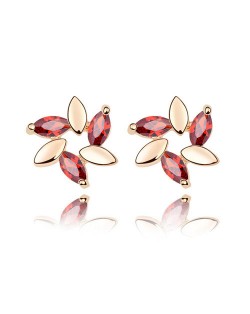 Fashion Lilac Design Ear Studs - Red