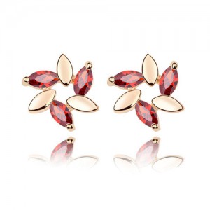 Fashion Lilac Design Ear Studs - Red