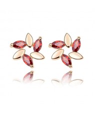 Fashion Lilac Design Ear Studs - Red