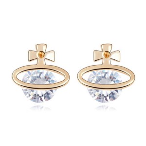 Golden Cross Universe Design Zircon Ear Studs - Transparent