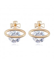 Golden Cross Universe Design Zircon Ear Studs - Transparent