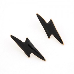 Flash Lightning Fashion Ear Studs - Black