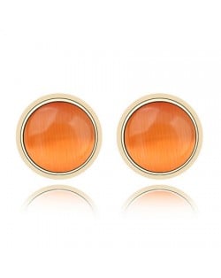 Exquisite Opal Stone Inlaid Round Ear Studs - Orange