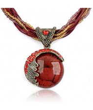 Craving of Mediterranean Bohemian Ethnic Pendant Necklace - Red