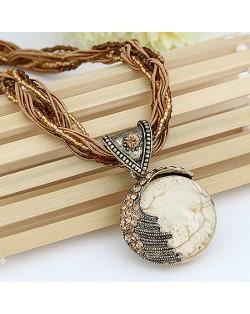 Craving of Mediterranean Bohemian Ethnic Pendant Necklace - Beige