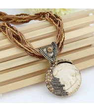 Craving of Mediterranean Bohemian Ethnic Pendant Necklace - Beige