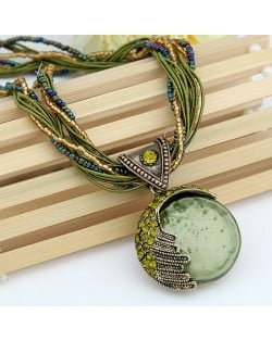 Craving of Mediterranean Bohemian Ethnic Pendant Necklace - Ligth Green