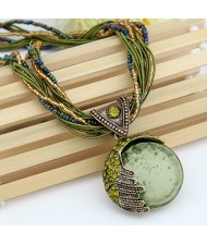Craving of Mediterranean Bohemian Ethnic Pendant Necklace - Ligth Green
