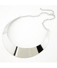 Punk Style Glossy Finish Arc Pendant Necklace - Silver