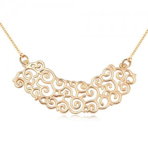 Golden Plating Refined Hollow-out Traditional Asian Design Pendant Necklace