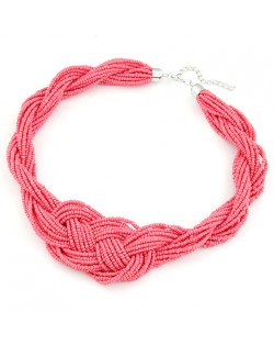 Bohemian Handmade Beading Weave Style Necklace - Pink