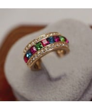 Multiple Color Austrian Crystal Inalid Classic 18K Rose Gold Ring