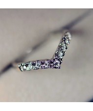 Austrian Crystal Planted V Mould Platinum Plated Ring