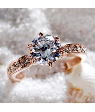 Classic Design Six Claw 18K Rose Gold Ring