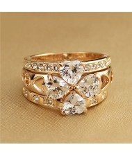 Austrian Crystal Inlaid Heart Shape Design 18K Rose Gold Ring