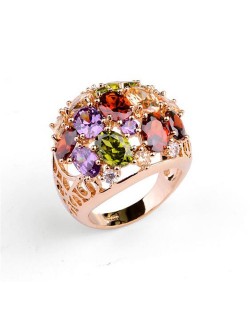 Colorful Bright Stars Fashion Austrian Crystal 18K Rose Gold Ring