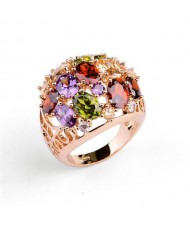 Colorful Bright Stars Fashion Austrian Crystal 18K Rose Gold Ring