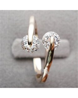 Zircon Bifurcating Design 18K Rose Gold Ring