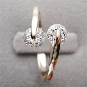 Zircon Bifurcating Design 18K Rose Gold Ring