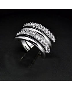 Elegant Waltz Inspired Design Platinum Plated Ring