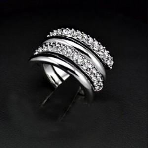 Elegant Waltz Inspired Design Platinum Plated Ring