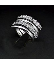 Elegant Waltz Inspired Design Platinum Plated Ring